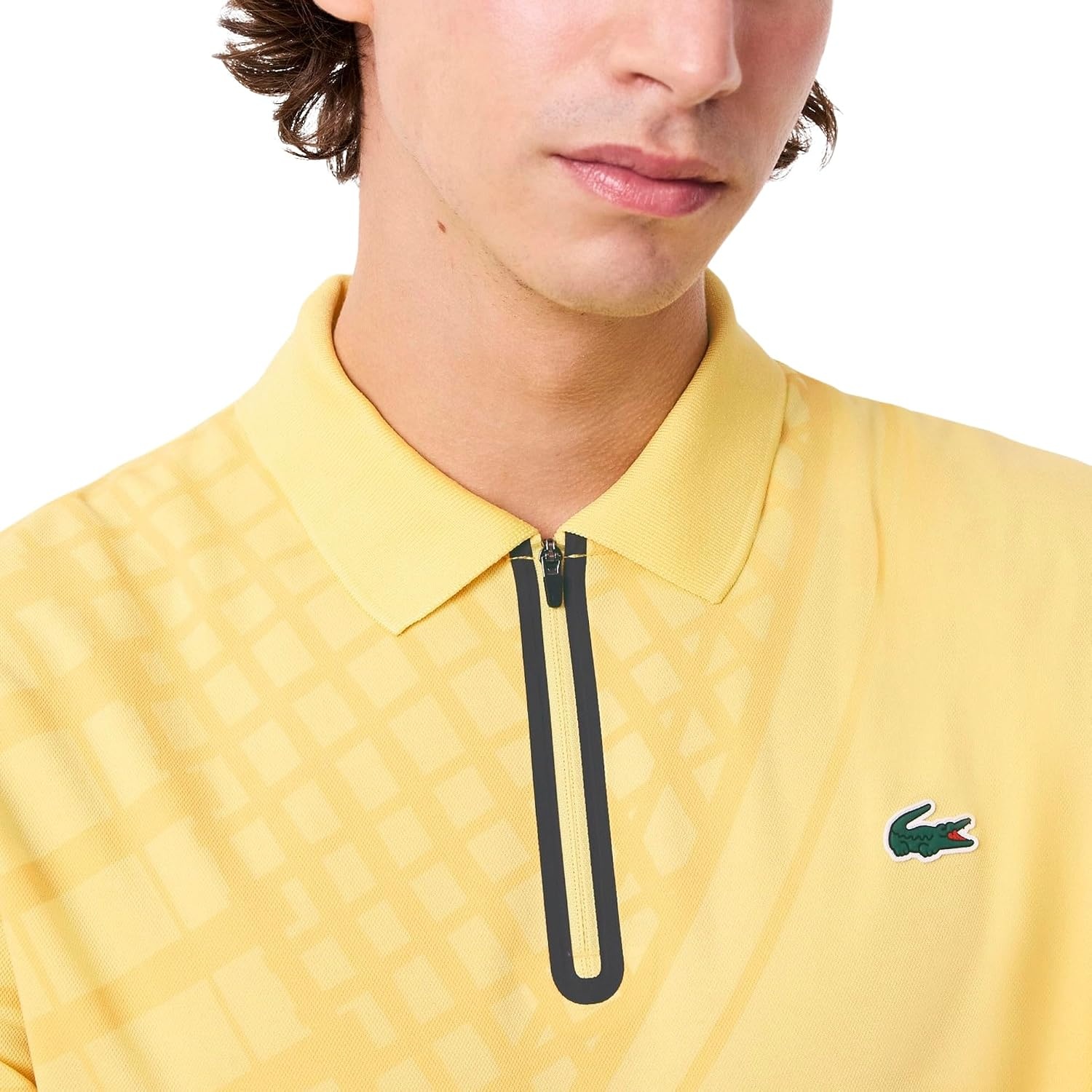 image:imageLacoste Mens Sport UltraDry Printed Slim Fit Tennis PoloYellow