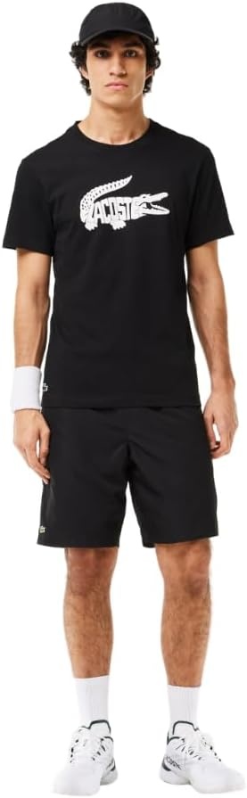 image:imageLacoste Mens Ultra Dry Printed TShirtBlackWhite