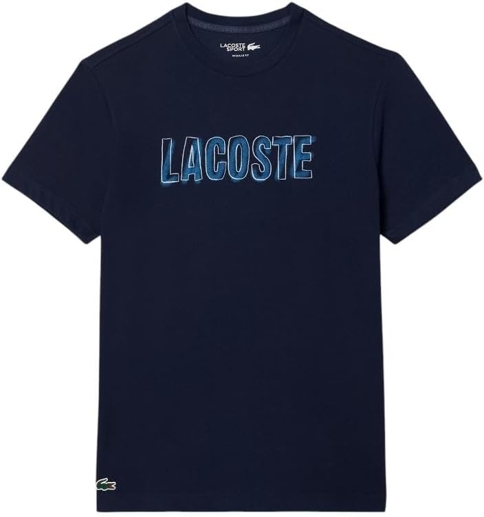 image:imageLacoste Mens Ultra Dry Printed TShirtNavy Blue Lacoste Print