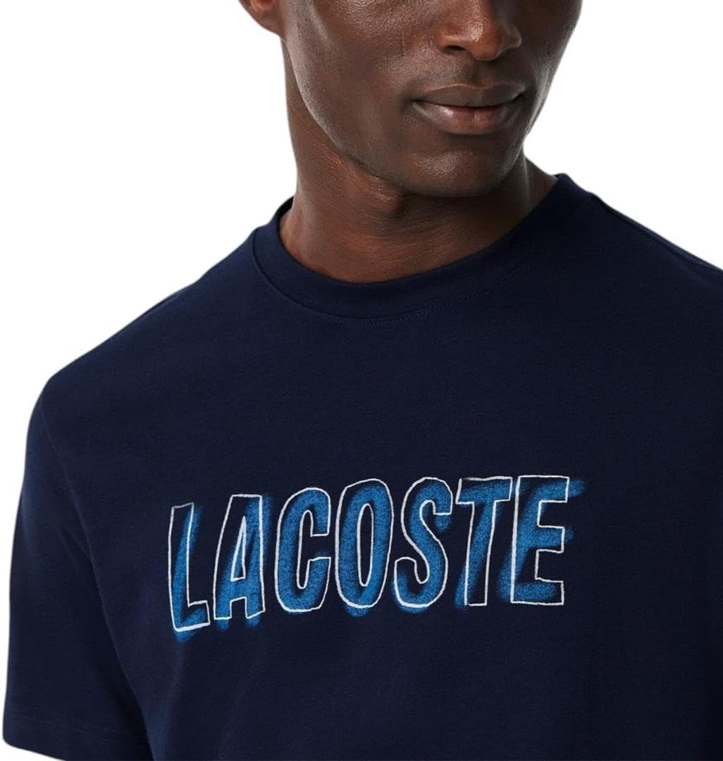 image:imageLacoste Mens Ultra Dry Printed TShirtNavy Blue Lacoste Print