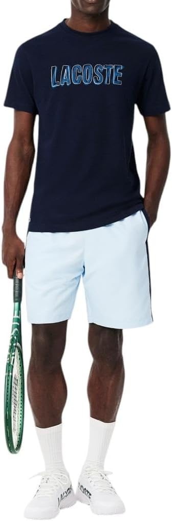 image:imageLacoste Mens Ultra Dry Printed TShirtNavy Blue Lacoste Print