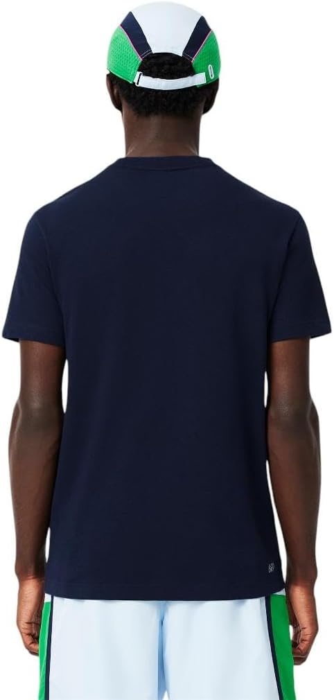 image:imageLacoste Mens Ultra Dry Printed TShirtNavy Blue Lacoste Print