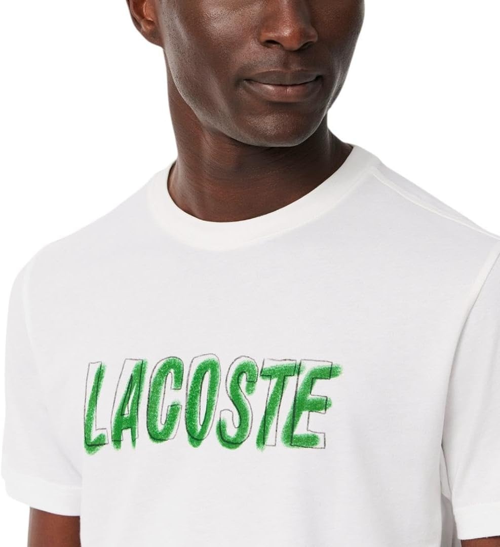 image:imageLacoste Mens Ultra Dry Printed TShirtWhite Lacoste Print