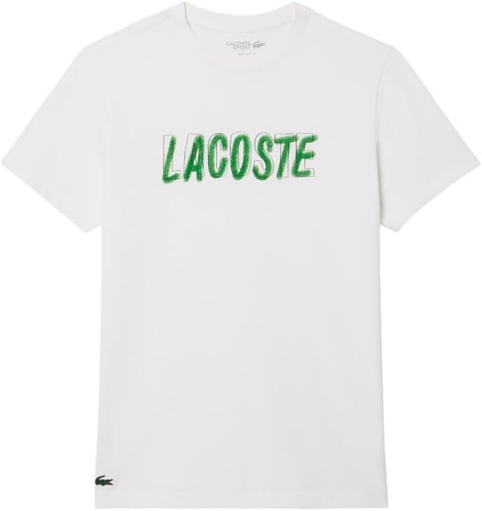 image:imageLacoste Mens Ultra Dry Printed TShirtWhite Lacoste Print