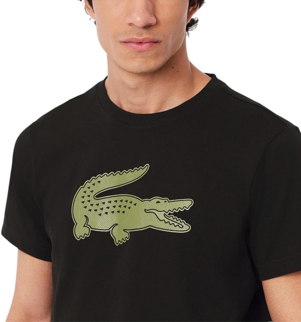 image:imageLacoste Mens Ultra Dry XXL Logo Sport TshirtBlackKhaki