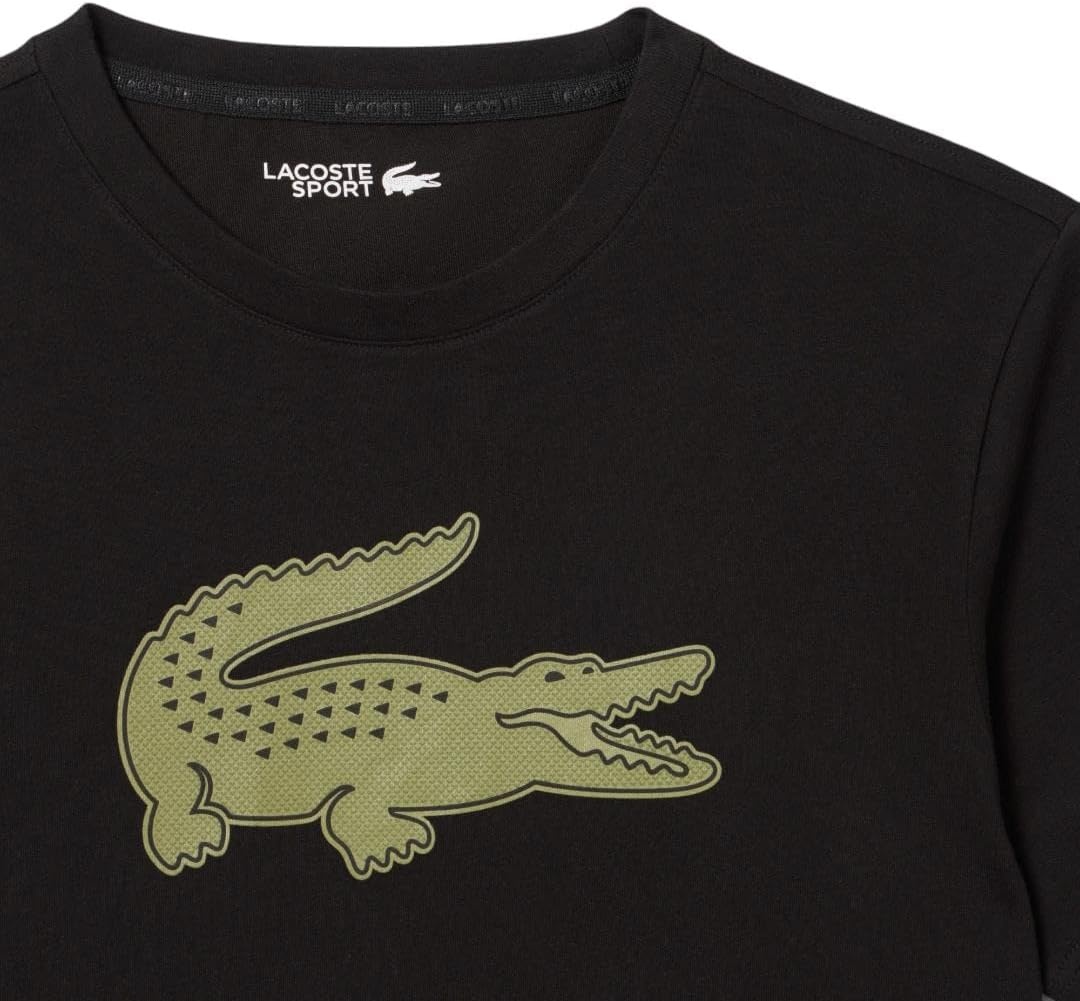image:imageLacoste Mens Ultra Dry XXL Logo Sport TshirtBlackKhaki