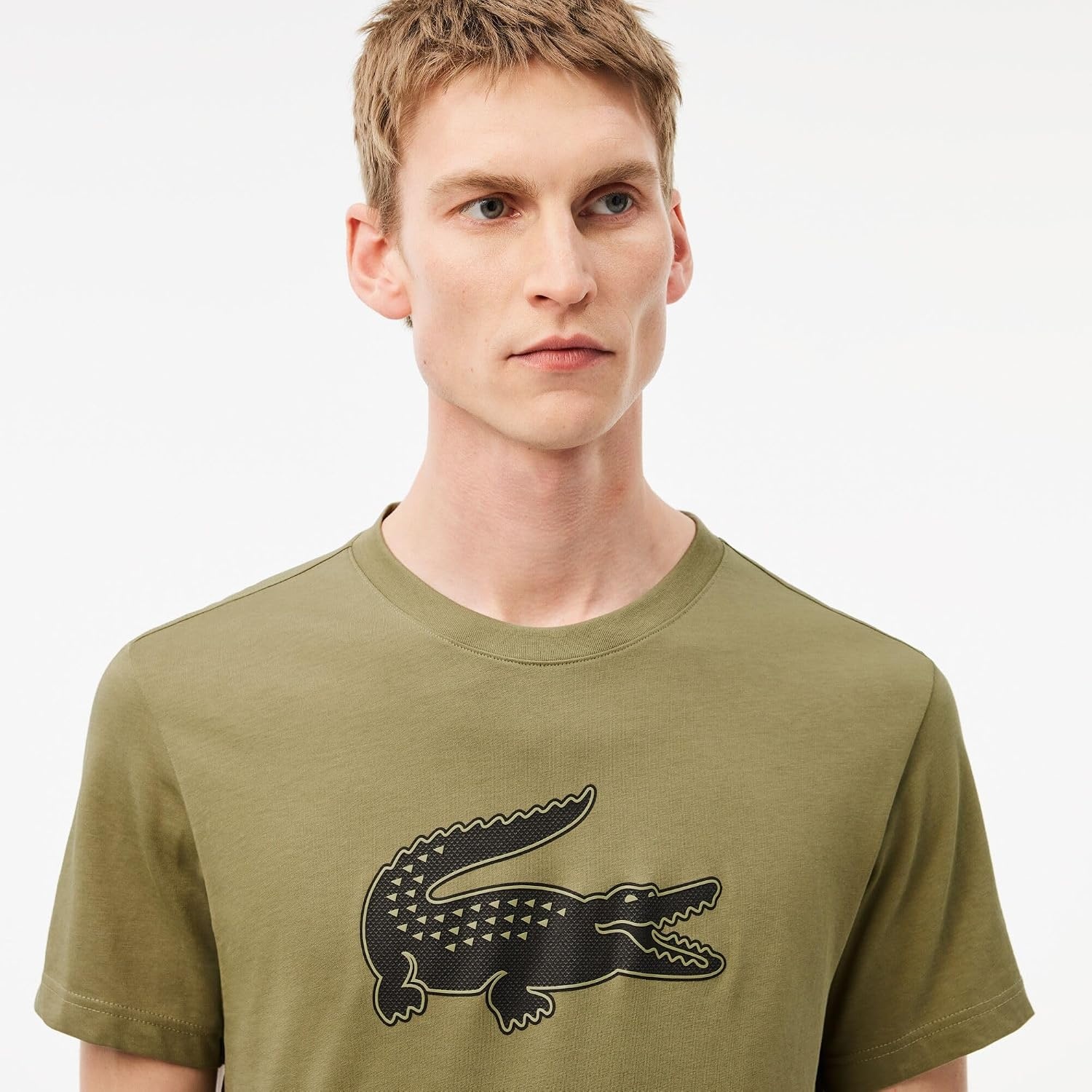 image:imageLacoste Mens Ultra Dry XXL Logo Sport TshirtKhakiBlack