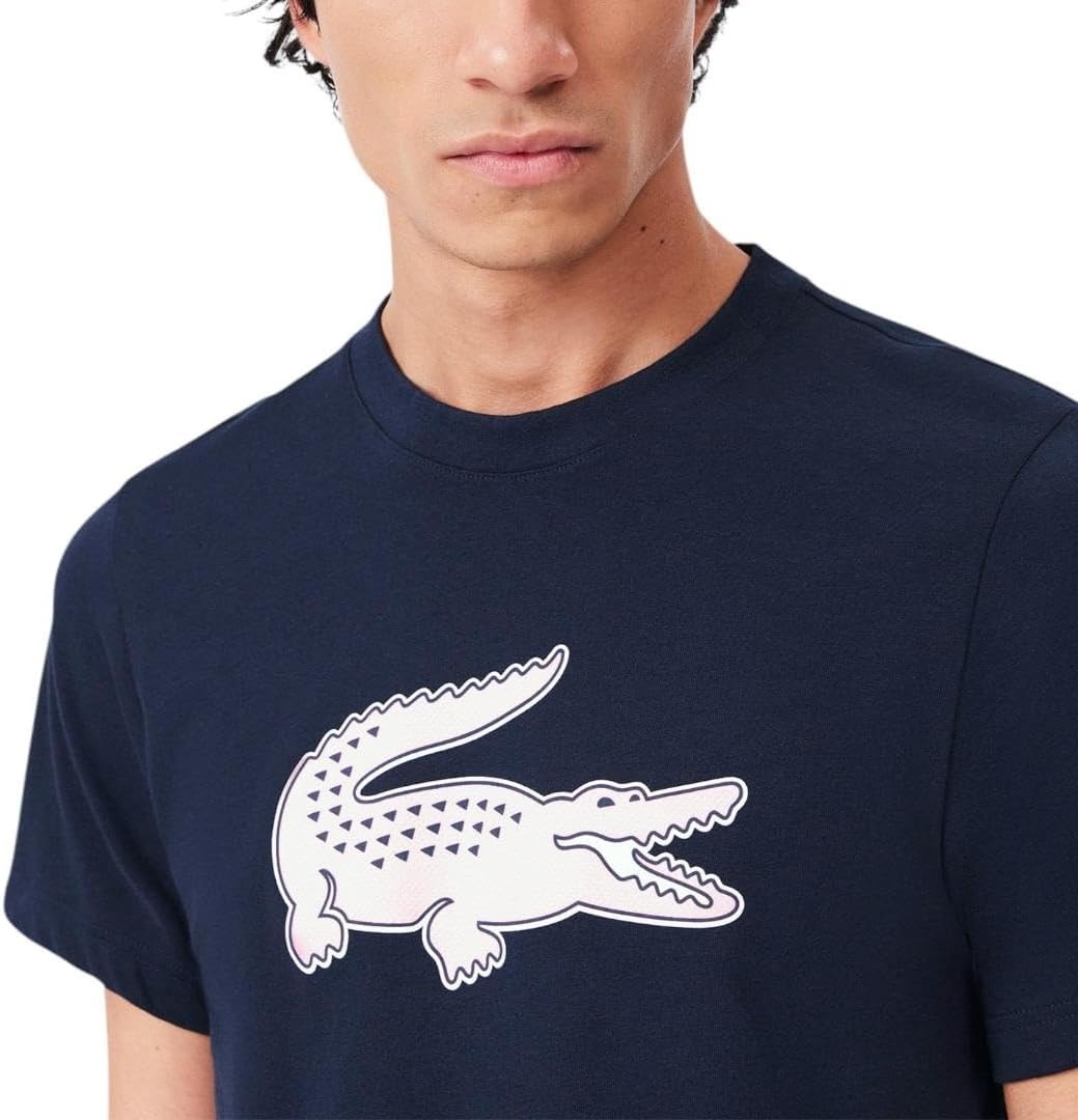 image:imageLacoste Mens Ultra Dry XXL Logo Sport TshirtNavy BlueWhite