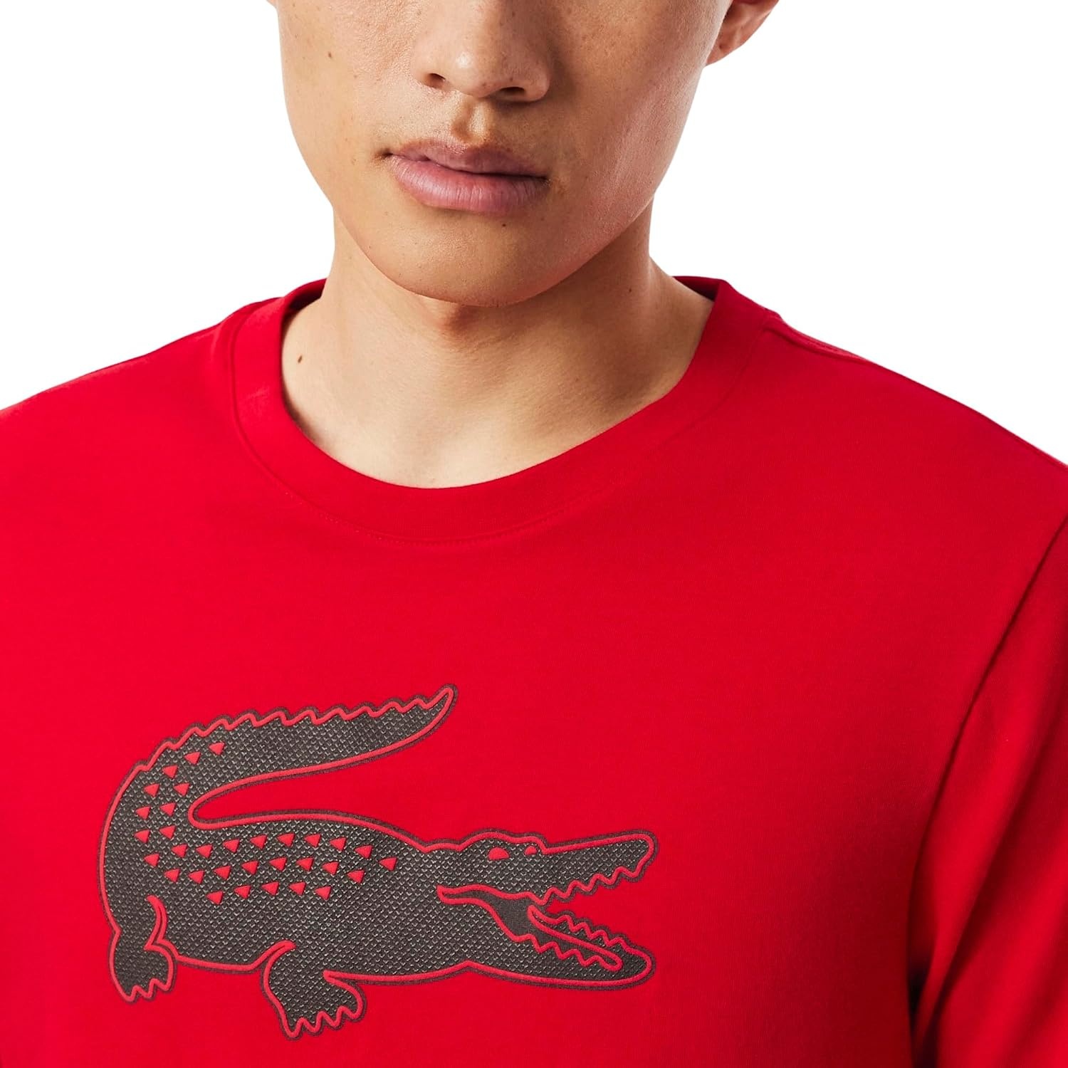 image:imageLacoste Mens Ultra Dry XXL Logo Sport TshirtRedNavy Blue