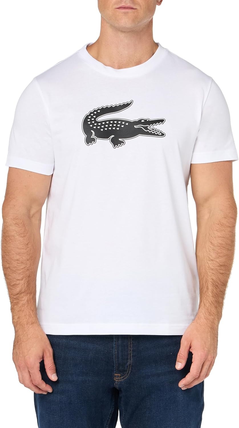 image:imageLacoste Mens Ultra Dry XXL Logo Sport TshirtWhiteBlack