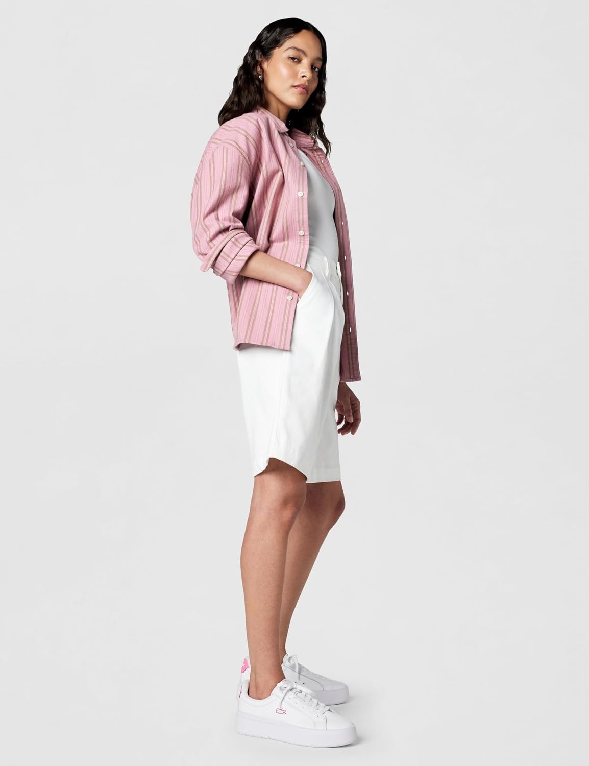 image:imageLacoste Womens Carnaby Platform SneakersWhitePink