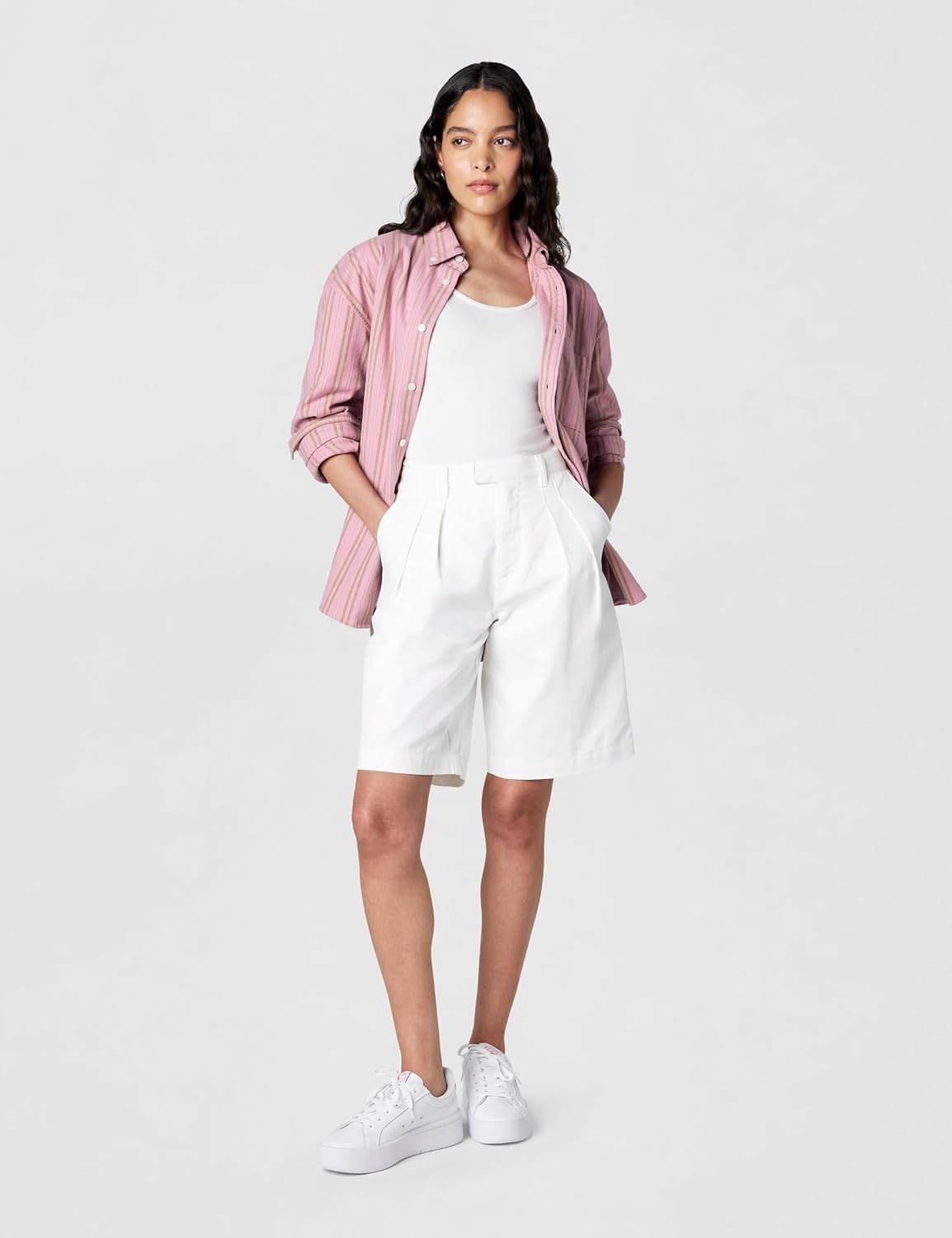 image:imageLacoste Womens Carnaby Platform SneakersWhitePink