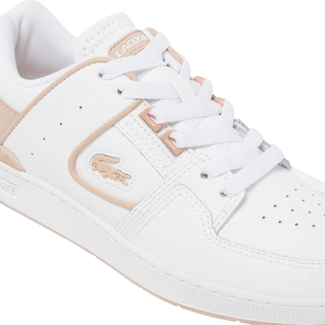 image:imageLacoste Womens Court Cage Leather SneakersWhiteLight Pink