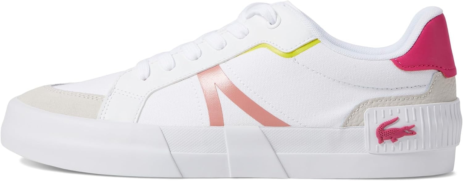 image:imageLacoste Womens L004 Canvas TrainersWhtLt Grn