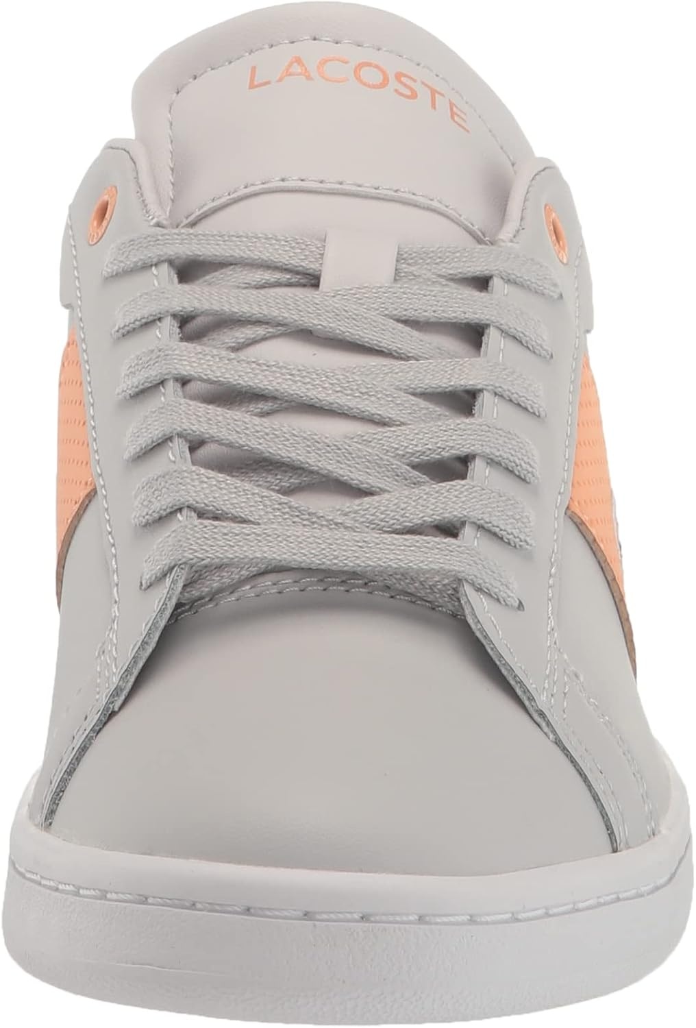 image:imageLacoste Womens Lacoste Carnaby Leather TrainersLight GreyLight Orange