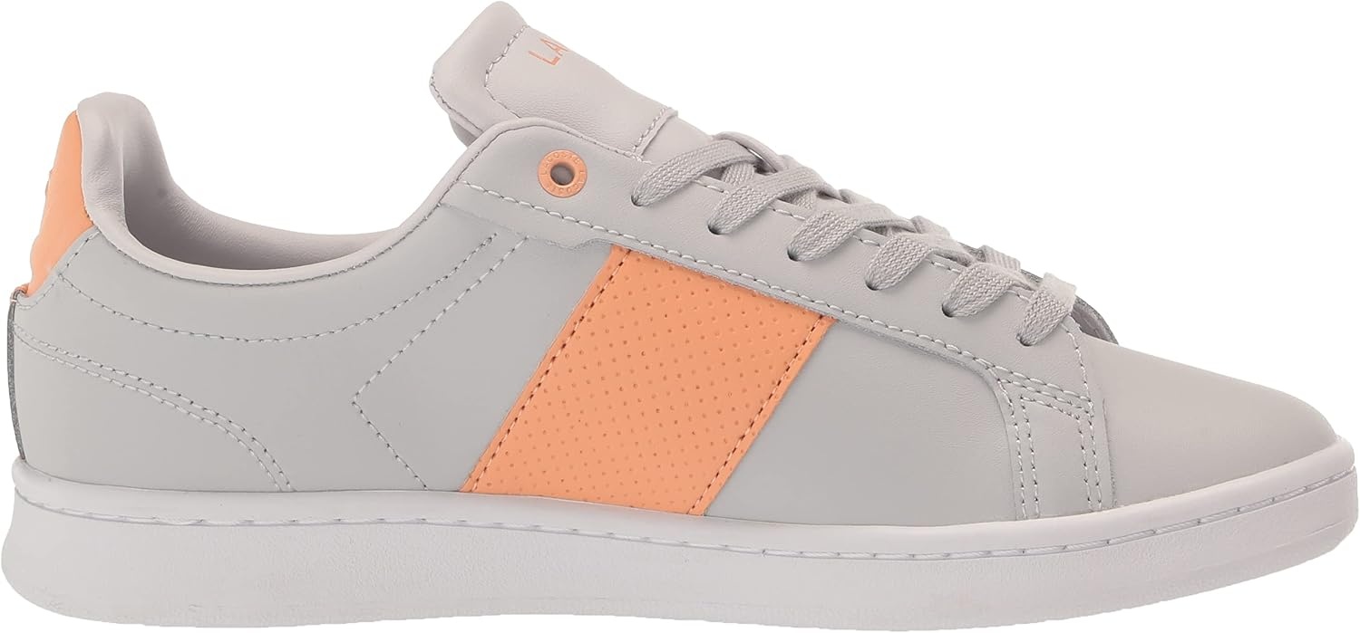 image:imageLacoste Womens Lacoste Carnaby Leather TrainersLight GreyLight Orange