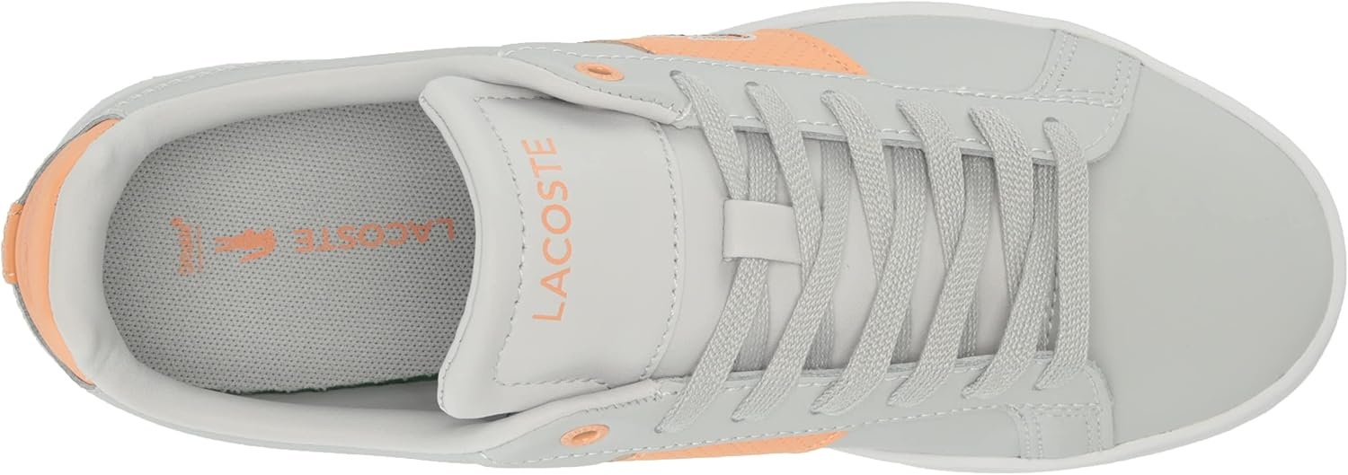 image:imageLacoste Womens Lacoste Carnaby Leather TrainersLight GreyLight Orange