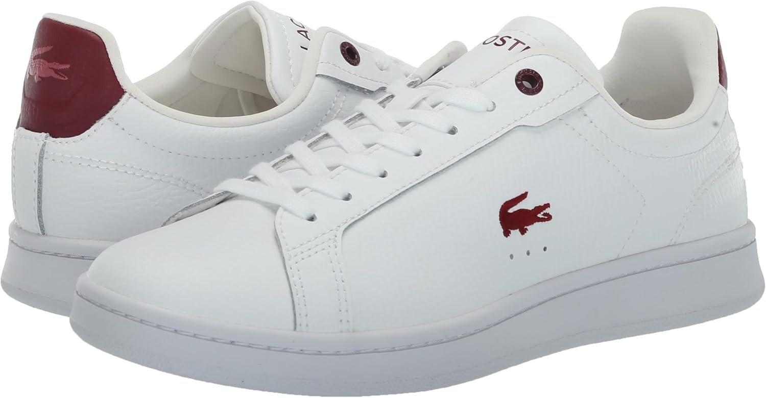 image:imageLacoste Womens Lacoste Carnaby Leather TrainersWhiteBurgundy