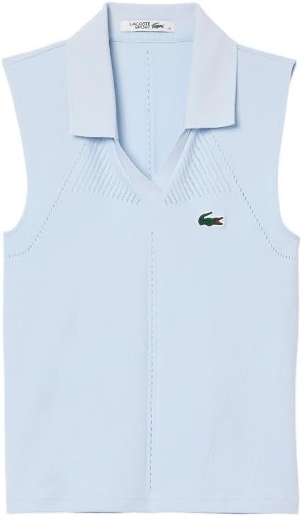 image:imageLacoste Womens Sleeveless Stretch Knit Tennis Polo ShirtBaby Blue