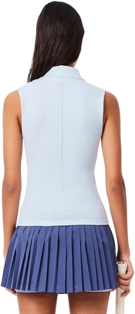 image:imageLacoste Womens Sleeveless Stretch Knit Tennis Polo ShirtBaby Blue