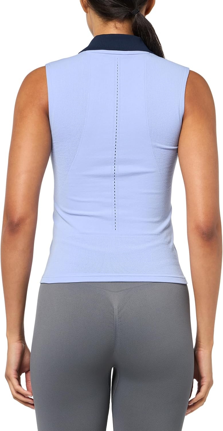 image:imageLacoste Womens Sleeveless Stretch Knit Tennis Polo ShirtDelphinium Navy Blue