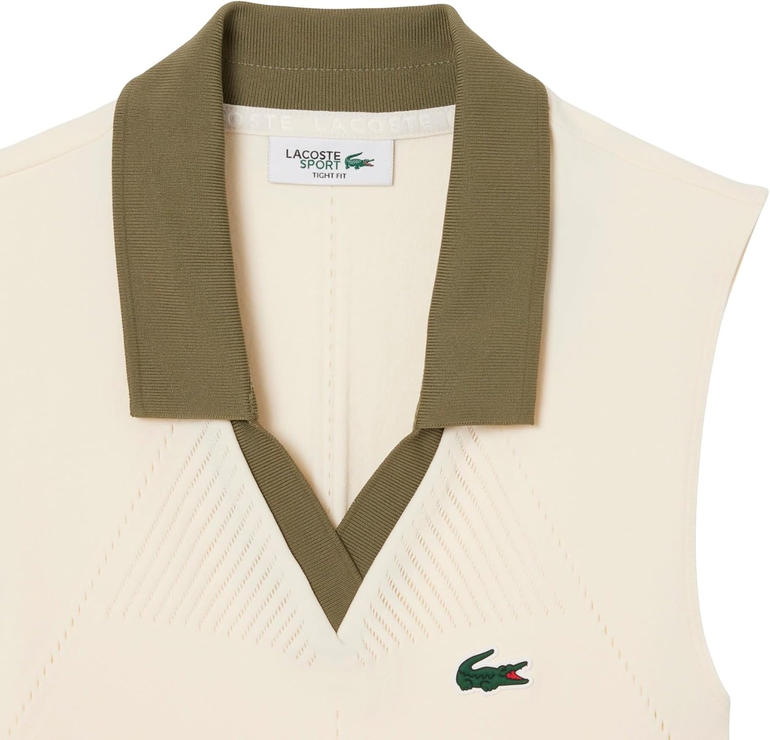 image:imageLacoste Womens Sleeveless Stretch Knit Tennis Polo ShirtLaplandOlive