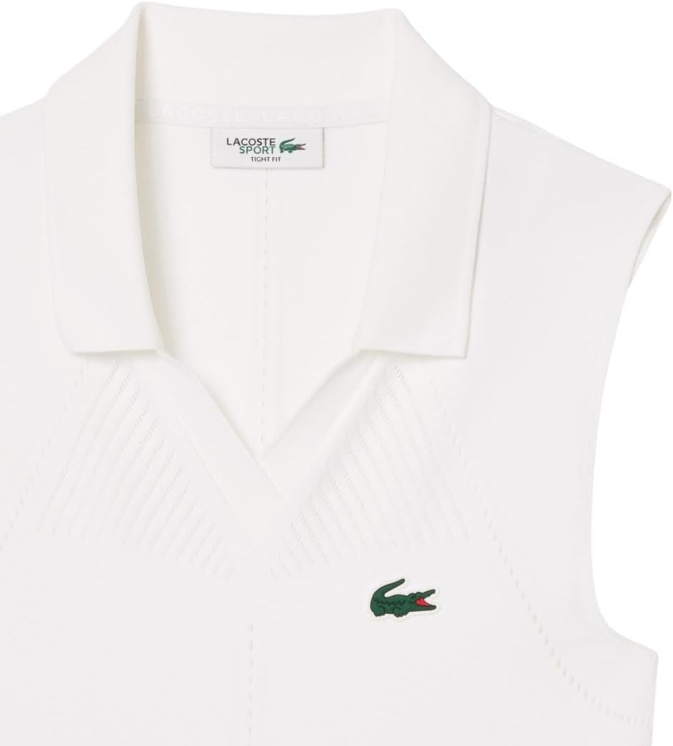 image:imageLacoste Womens Sleeveless Stretch Knit Tennis Polo ShirtWhite