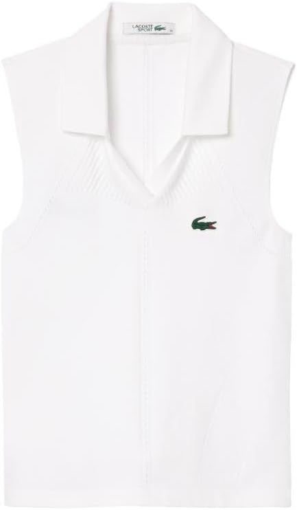 image:imageLacoste Womens Sleeveless Stretch Knit Tennis Polo ShirtWhite