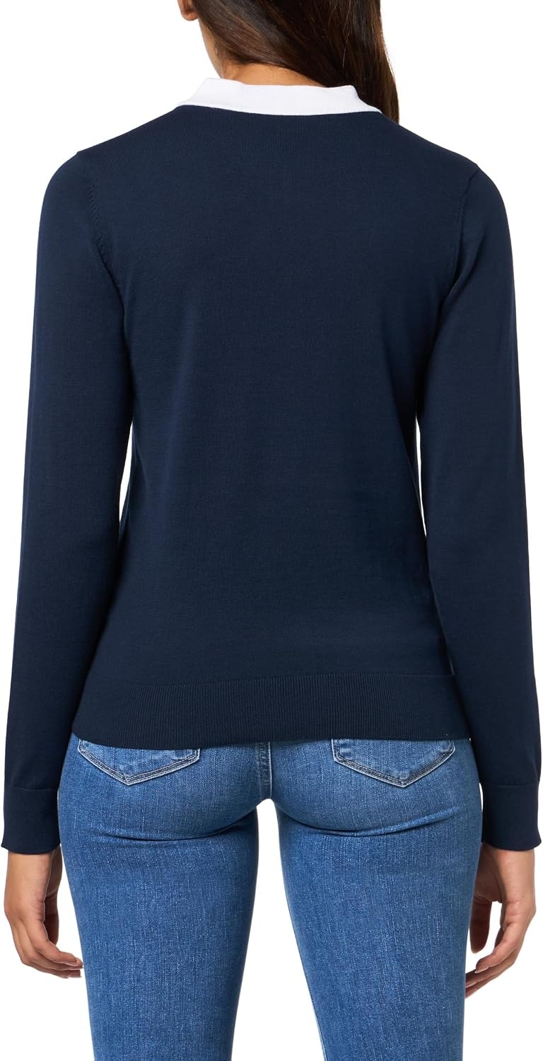 image:imageLacoste Womens Sport Cotton Pima Technical Knit Golf SweaterNavy BlueWhite