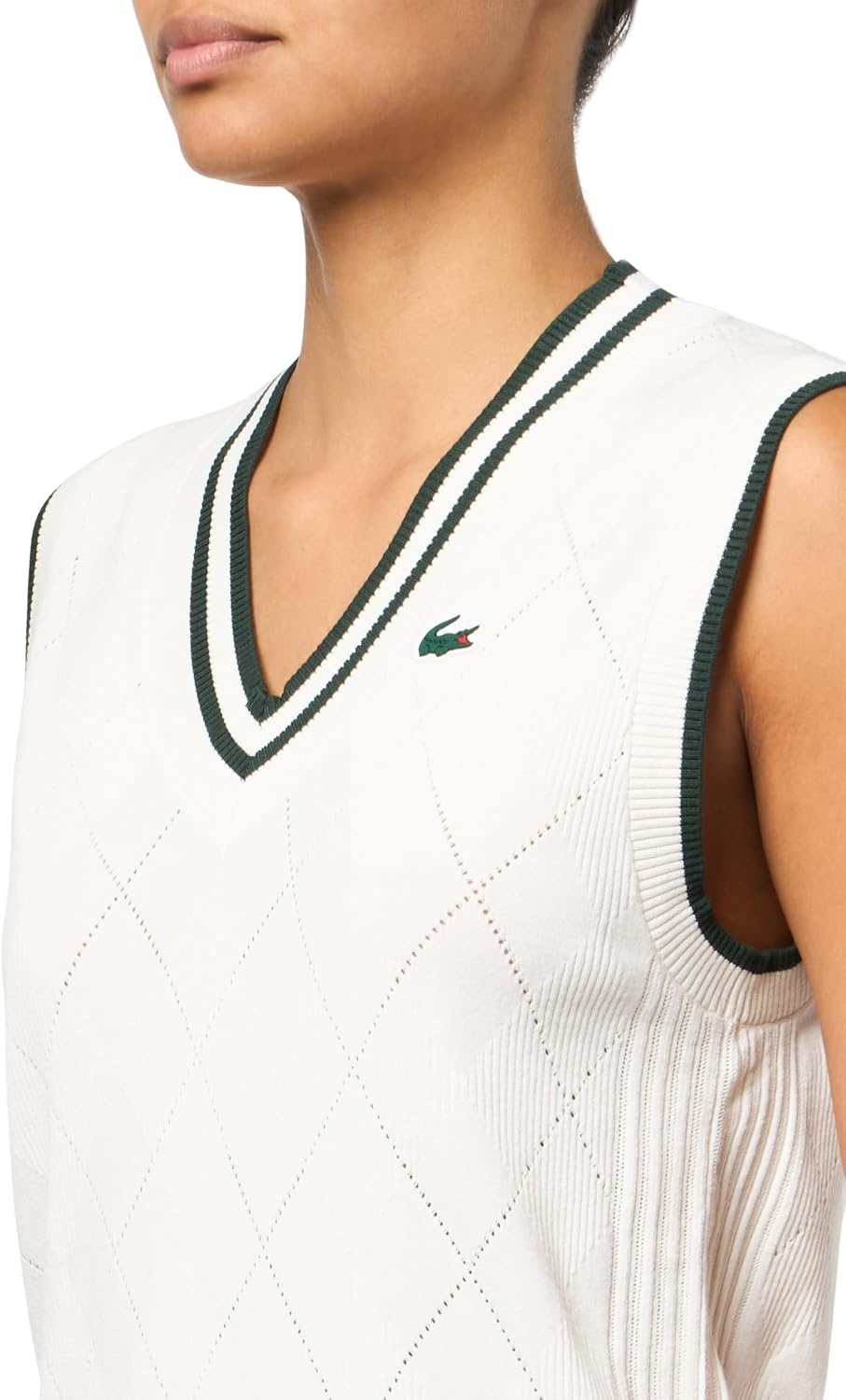 image:imageLacoste Womens Sport Golf Argyle Sweater VestWhite Green