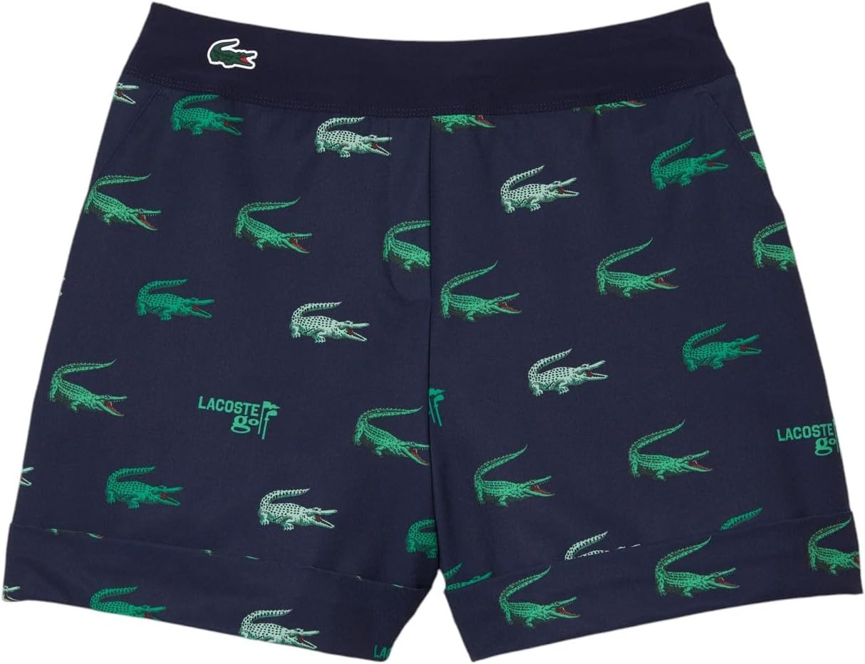 image:imageLacoste Womens Sport Golf Lightweight Printed Taffeta Bermuda ShortsNavy Blue