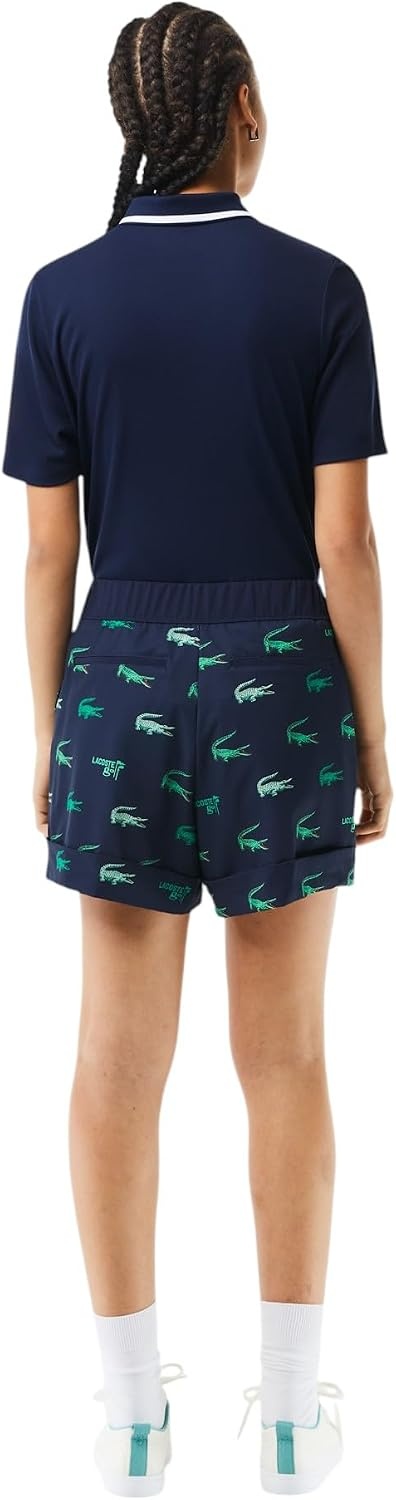 image:imageLacoste Womens Sport Golf Lightweight Printed Taffeta Bermuda ShortsNavy Blue