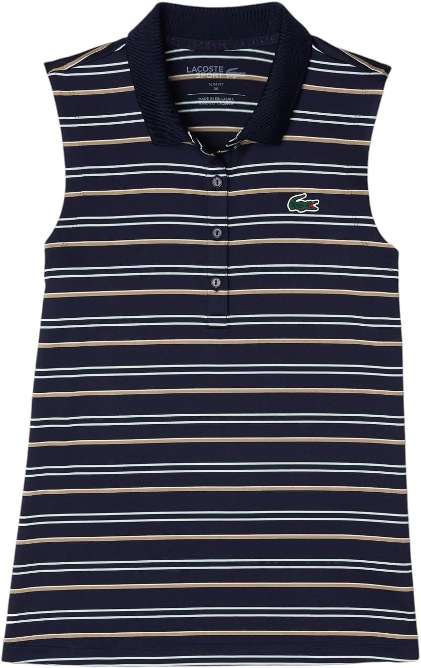 image:imageLacoste Womens Sport Golf Sleeveless Stripe Print SweaterNavy BluePastille Mint