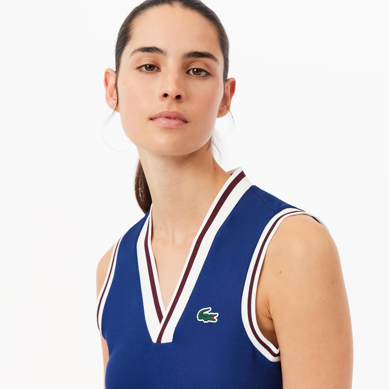 image:imageLacoste Womens Sport Piqu Tennis Dress with Removable LinerBlueWhite