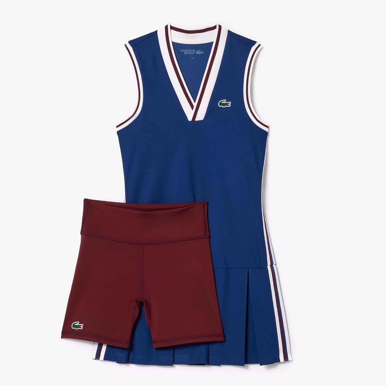 image:imageLacoste Womens Sport Piqu Tennis Dress with Removable LinerBlueWhite