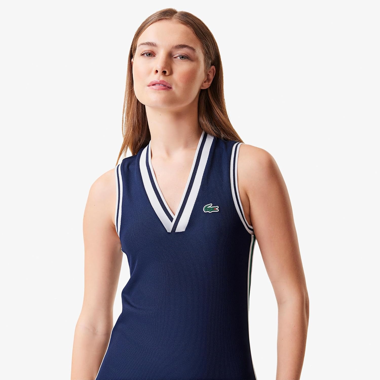 image:imageLacoste Womens Sport Piqu Tennis Dress with Removable LinerWhiteRocket Green