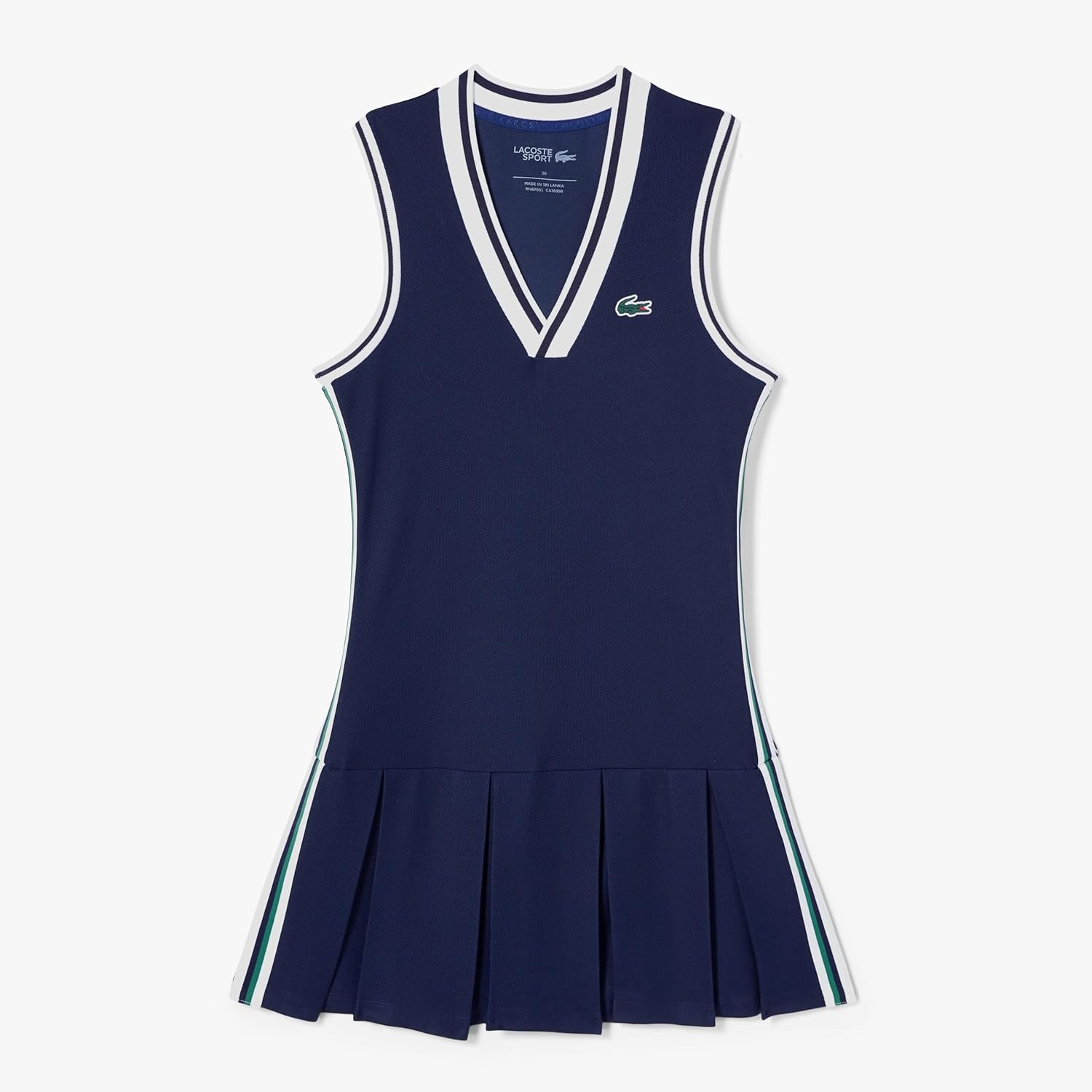 image:imageLacoste Womens Sport Piqu Tennis Dress with Removable LinerWhiteRocket Green