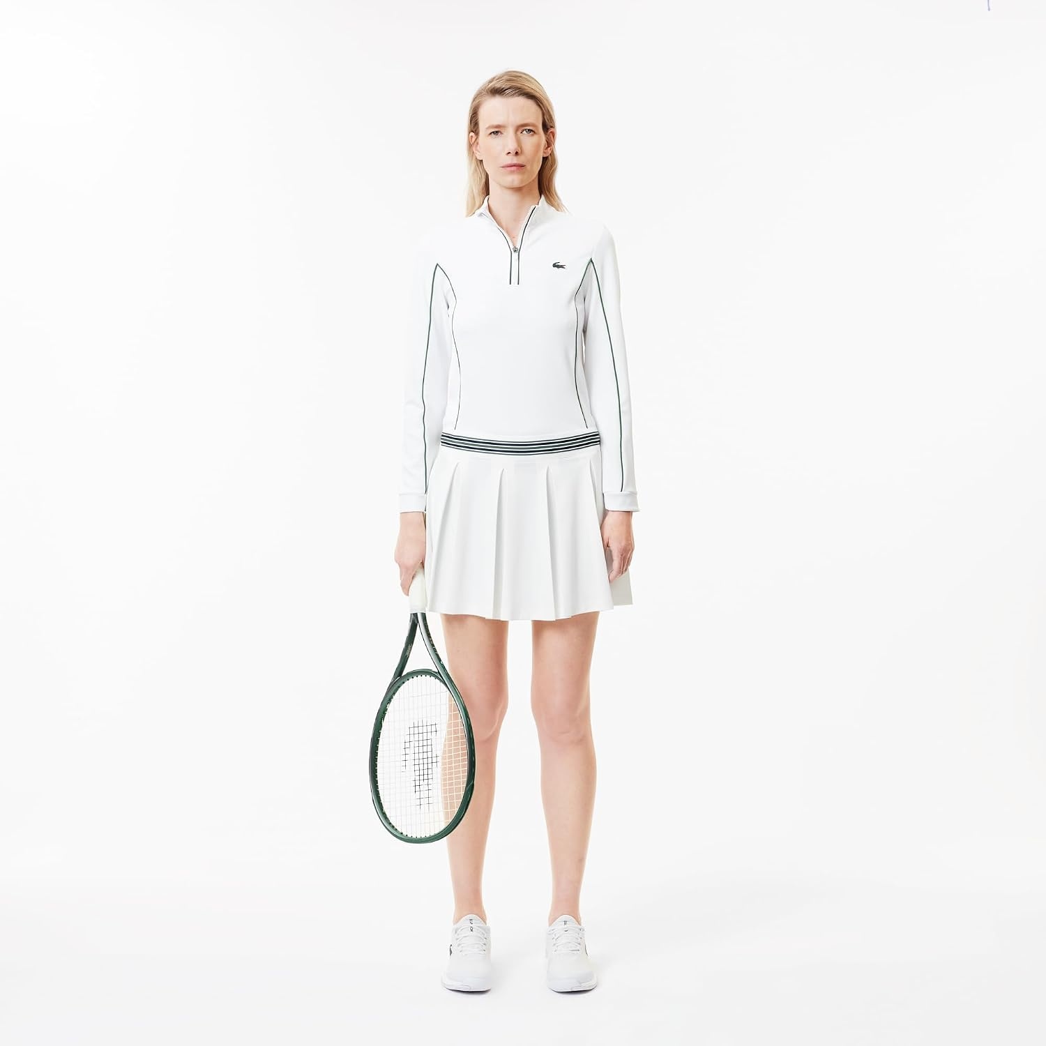 image:imageLacoste Womens Sport Piqu Tennis Skirt with LinerWhiteGreen