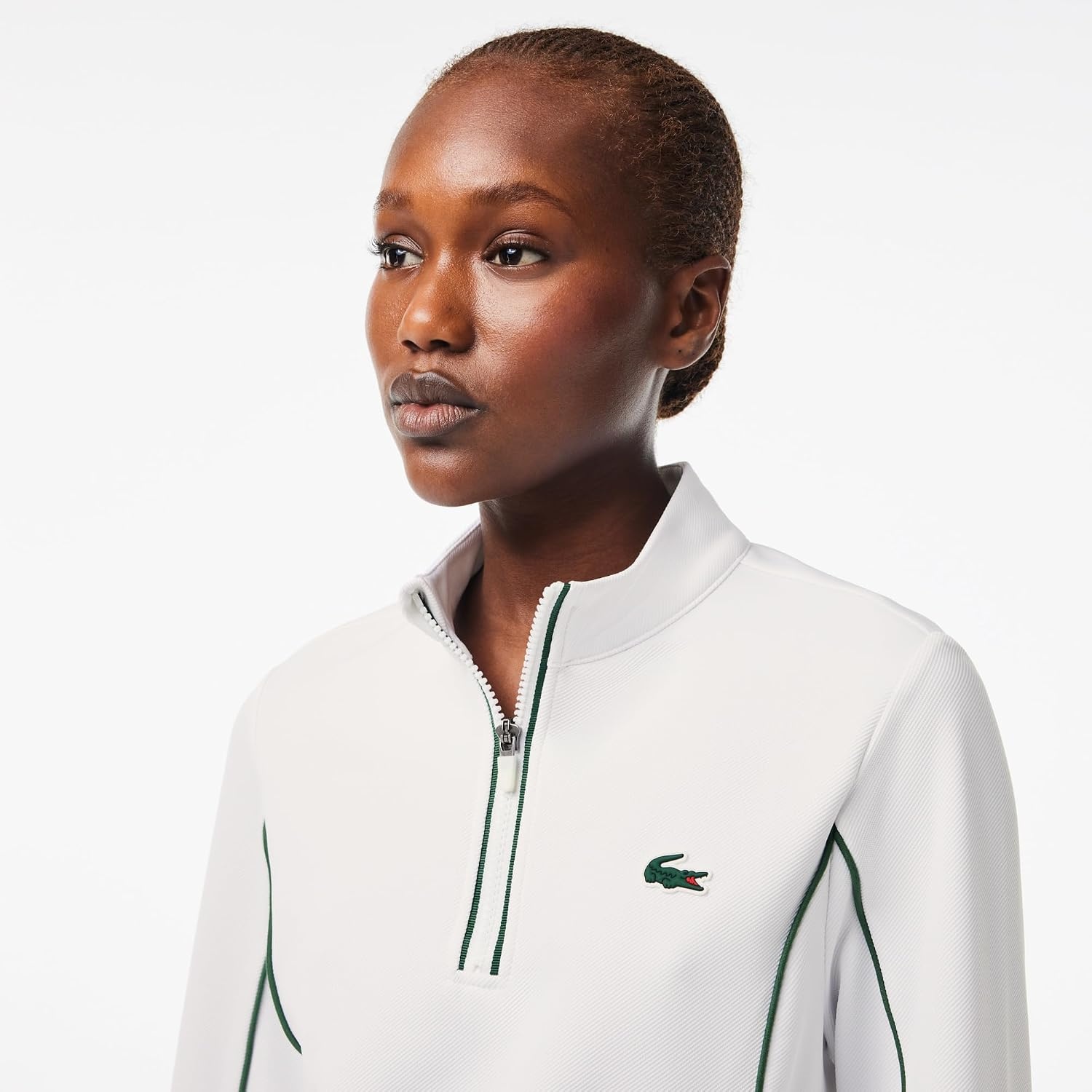 image:imageLacoste Womens Sport Slim Fit Tennis Layering SweatshirtWhiteGreen