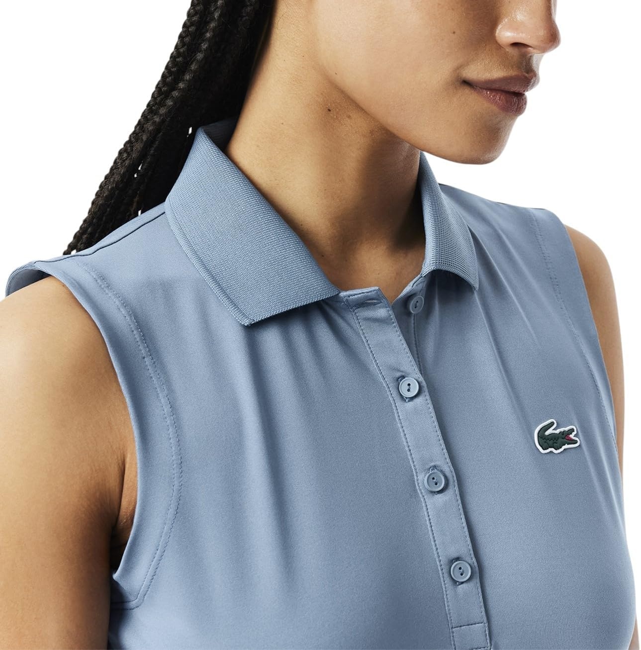 image:imageLacoste Womens Sport Slim Fit UV Protect Stretch Golf Polo ShirtDusty Blue