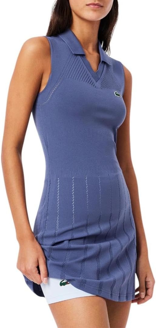image:imageLacoste Womens Sport Stretch Tennis Dress and ShortsSoft NavyPastel Blue