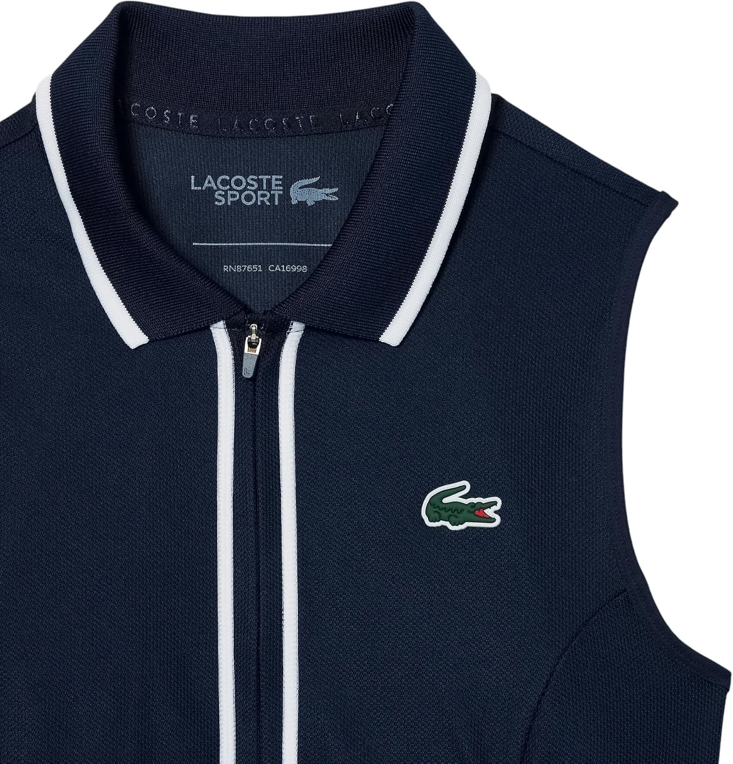 image:imageLacoste Womens Sport Ultra Dry Heritage Trim Golf DressNavy BlueWhiteNavy Blue