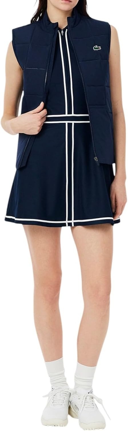 image:imageLacoste Womens Sport Ultra Dry Heritage Trim Golf DressNavy BlueWhiteNavy Blue