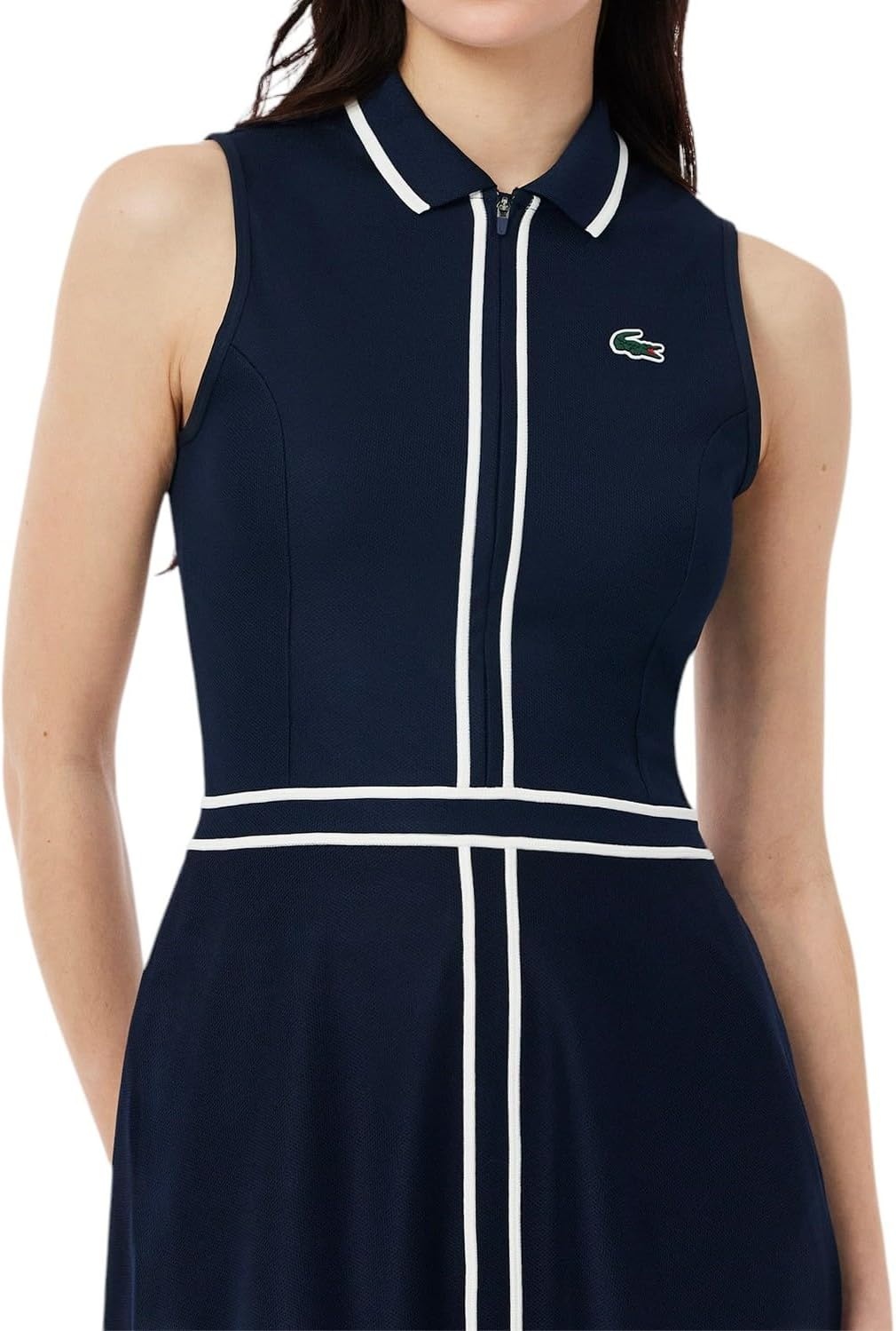 image:imageLacoste Womens Sport Ultra Dry Heritage Trim Golf DressNavy BlueWhiteNavy Blue