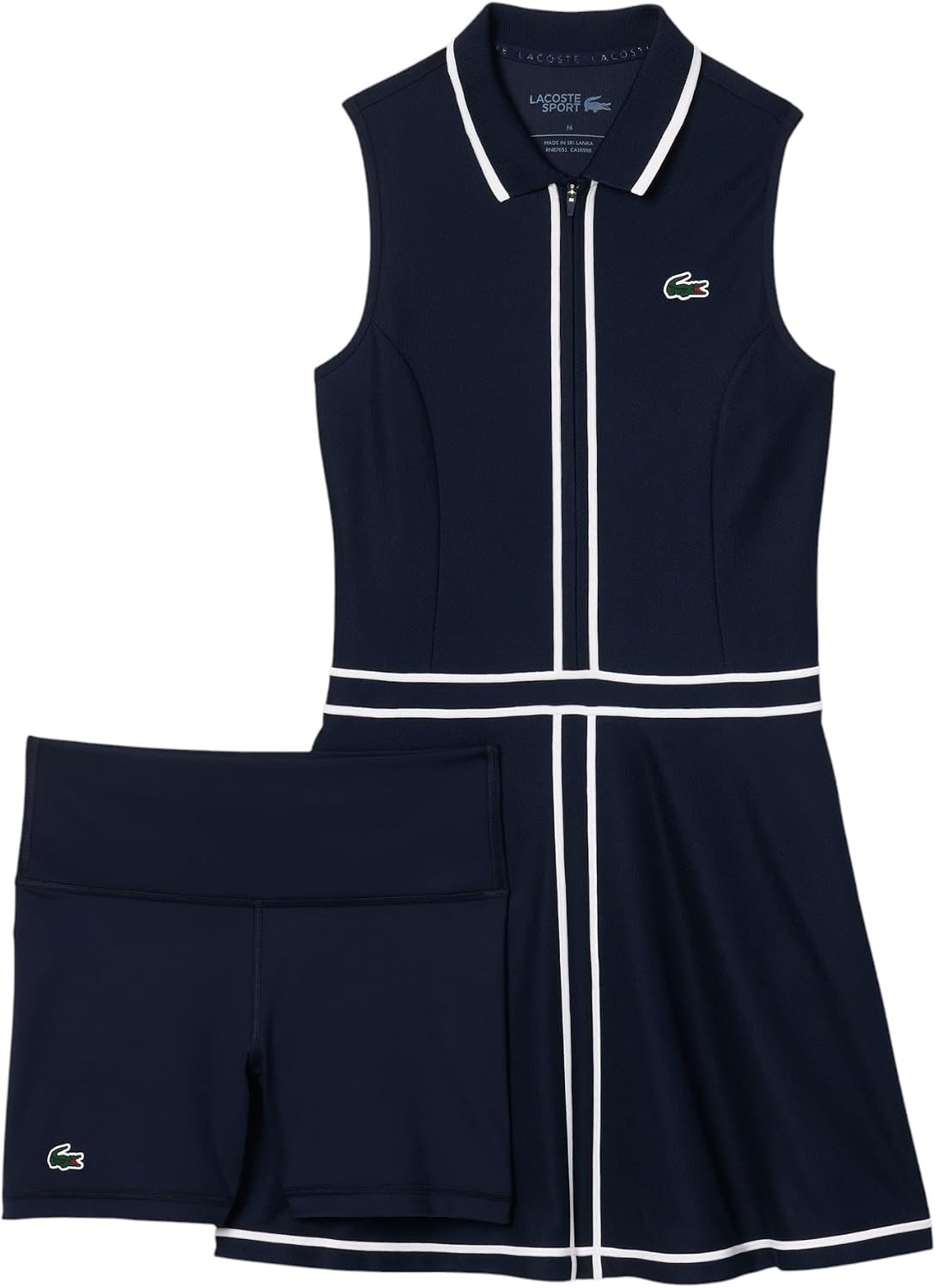 image:imageLacoste Womens Sport Ultra Dry Heritage Trim Golf DressNavy BlueWhiteNavy Blue