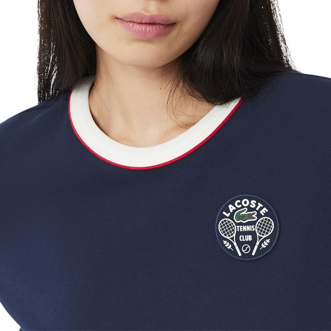 image:imageLacoste Womens Sport Ultra Dry Tennis Heritage Badge TShirtNavy BlueFlour