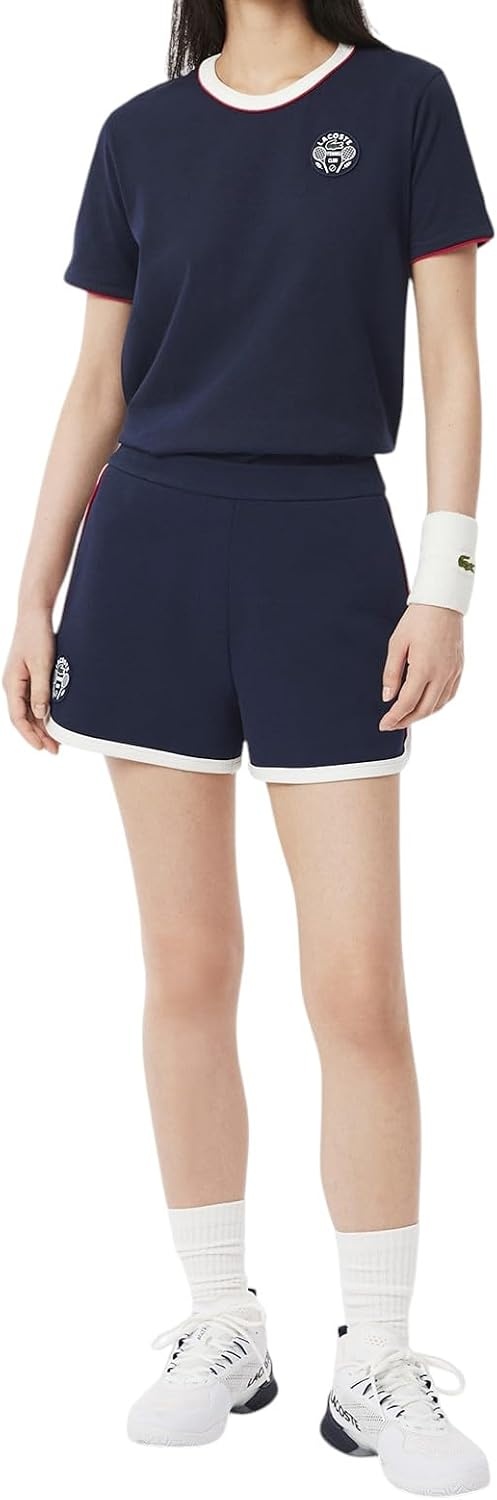 image:imageLacoste Womens Sport Ultra Dry Tennis Heritage Badge TShirtNavy BlueFlour