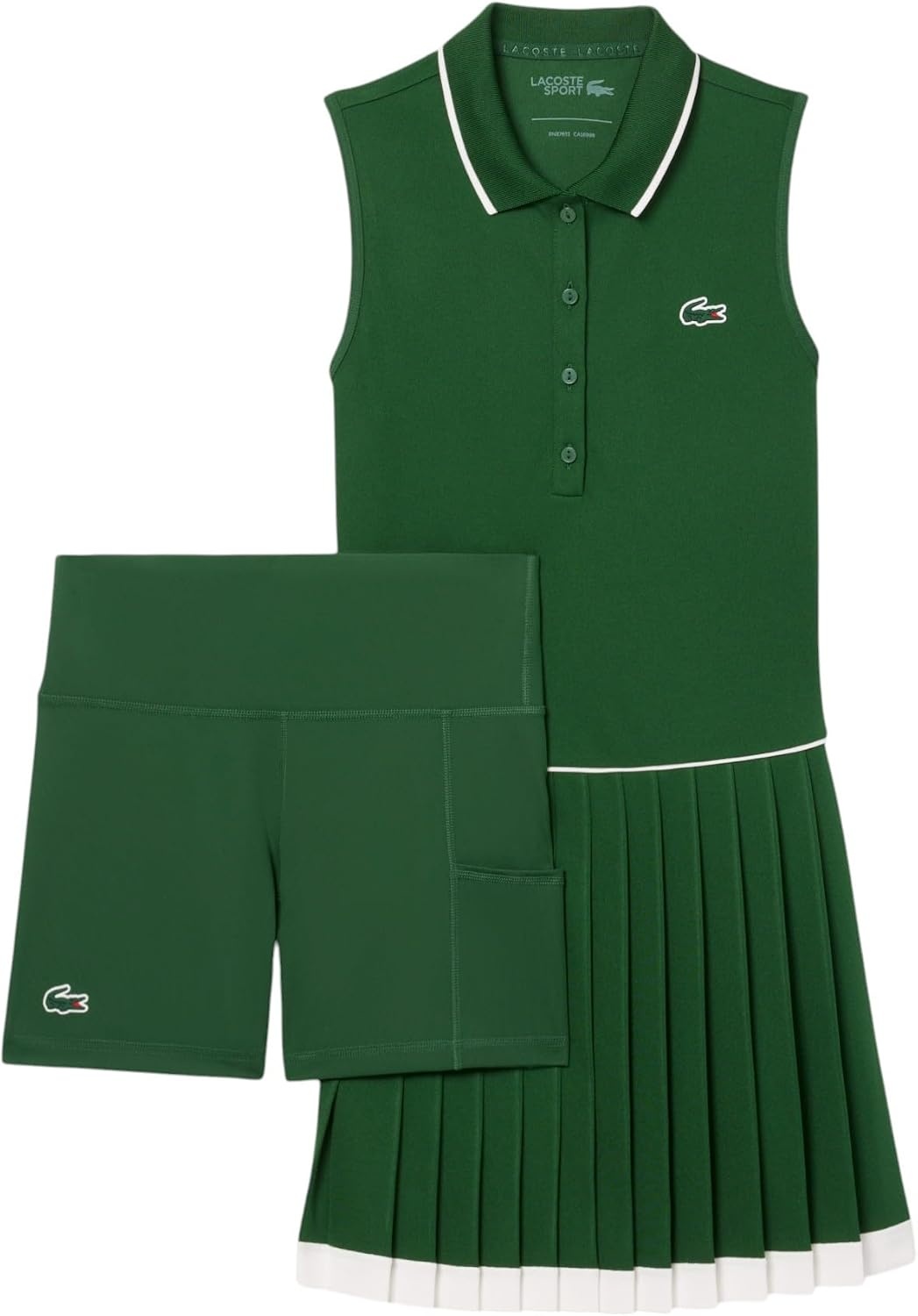 image:imageLacoste Womens Sport Ultra Dry Tennis Heritage DressGreenFlourGreen