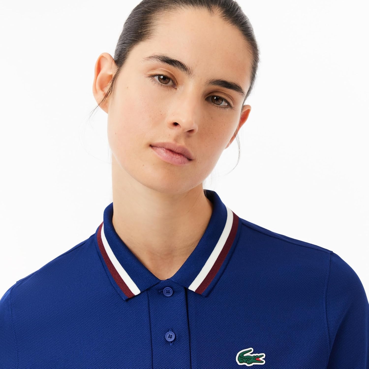image:imageLacoste Womens Sport Uv Protect Stripe Collar Tennis Polo ShirtBlue