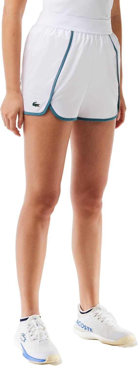 image:imageLacoste Womens Stretch Diamond Taffeta Sport ShortsWhite Hydro